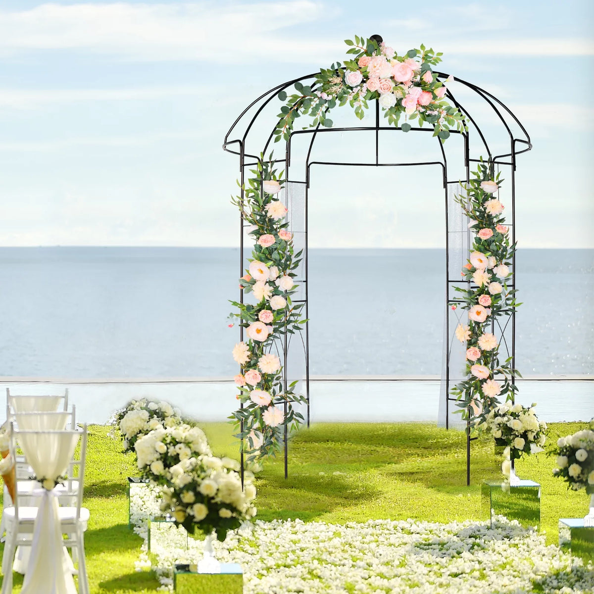 Black Outdoor Trellis Planter with Stakes O6781