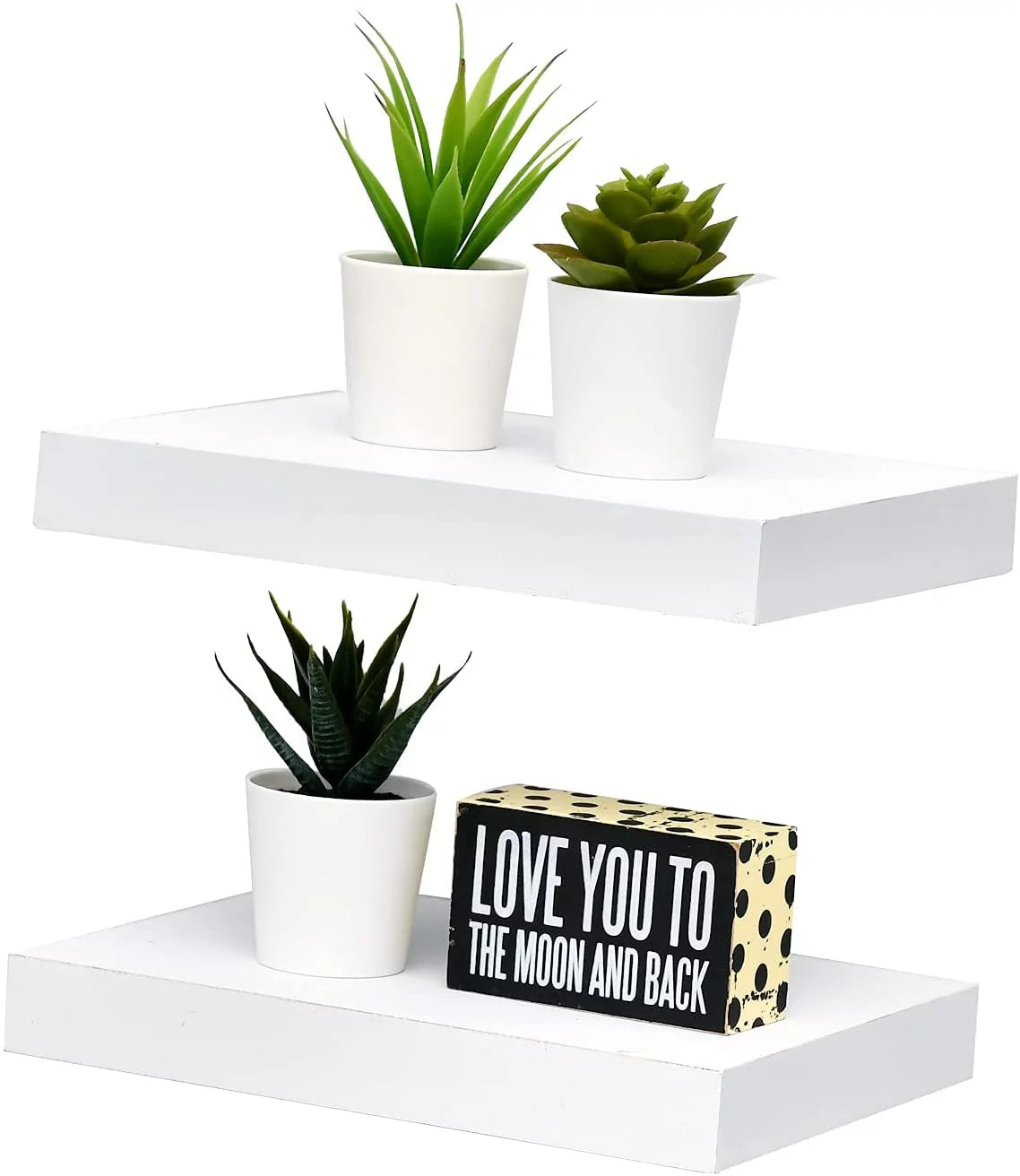 White 10 Inch Wood Floating Shelf Set of 2 I9856