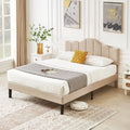 Upholstered Bed Frame with Adjustable Headboard Beige Full W260894