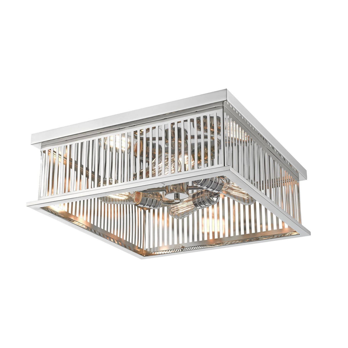 4 Light Flush Mount Polished Nickel I321