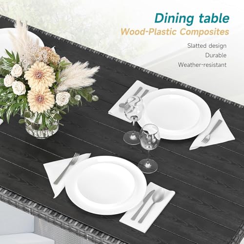 7 Piece Outdoor Patio Furniture Set with Plastic Wooden Table L44729