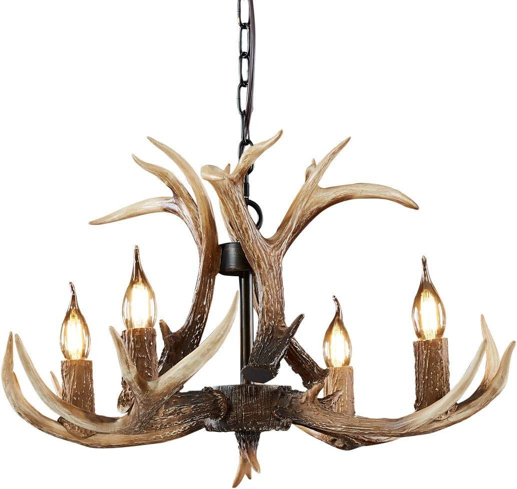 4 Lights Resin Deer Chandelier X32401
