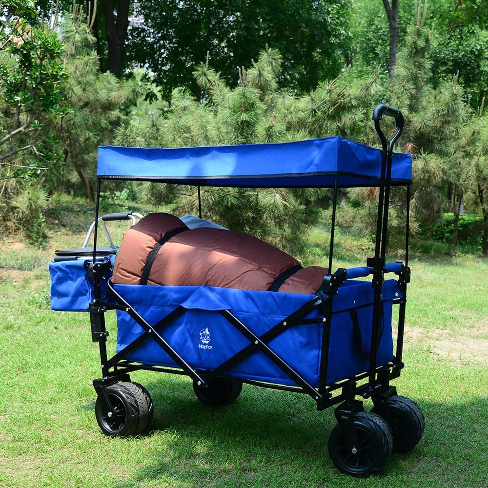 Collapsible Heavy Duty Folding Wagon Cart with Removable Canopy B461518