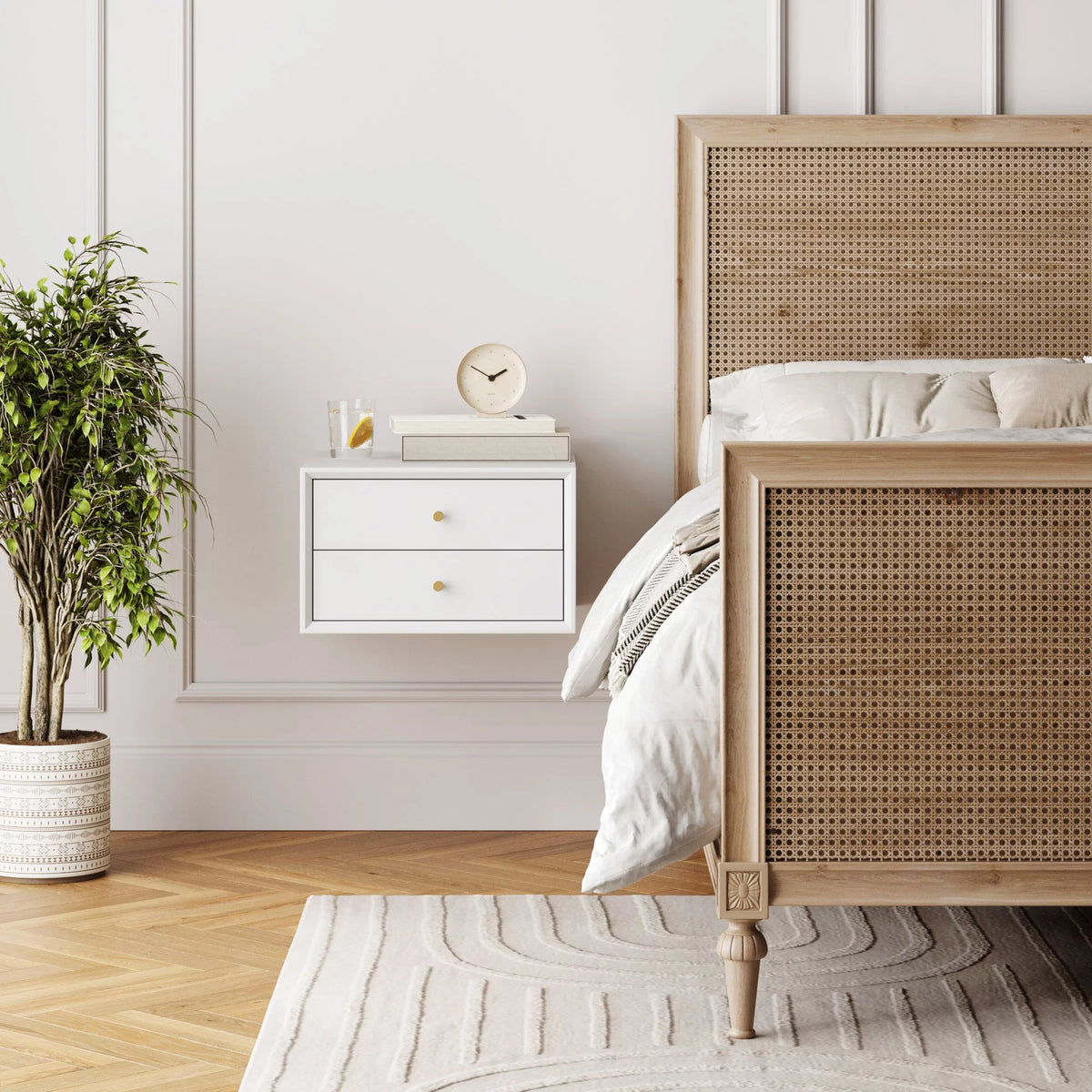Wall Mounted Nightstand with Drawers Q28063
