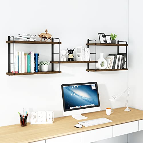 Wall Mounted Floating Shelves, 5 Brown Wood Shelves I379924