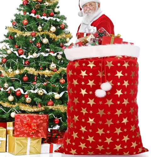 56 x 36 Inch Extra Large Velvet Santa Gift Sack with Drawstring T69264