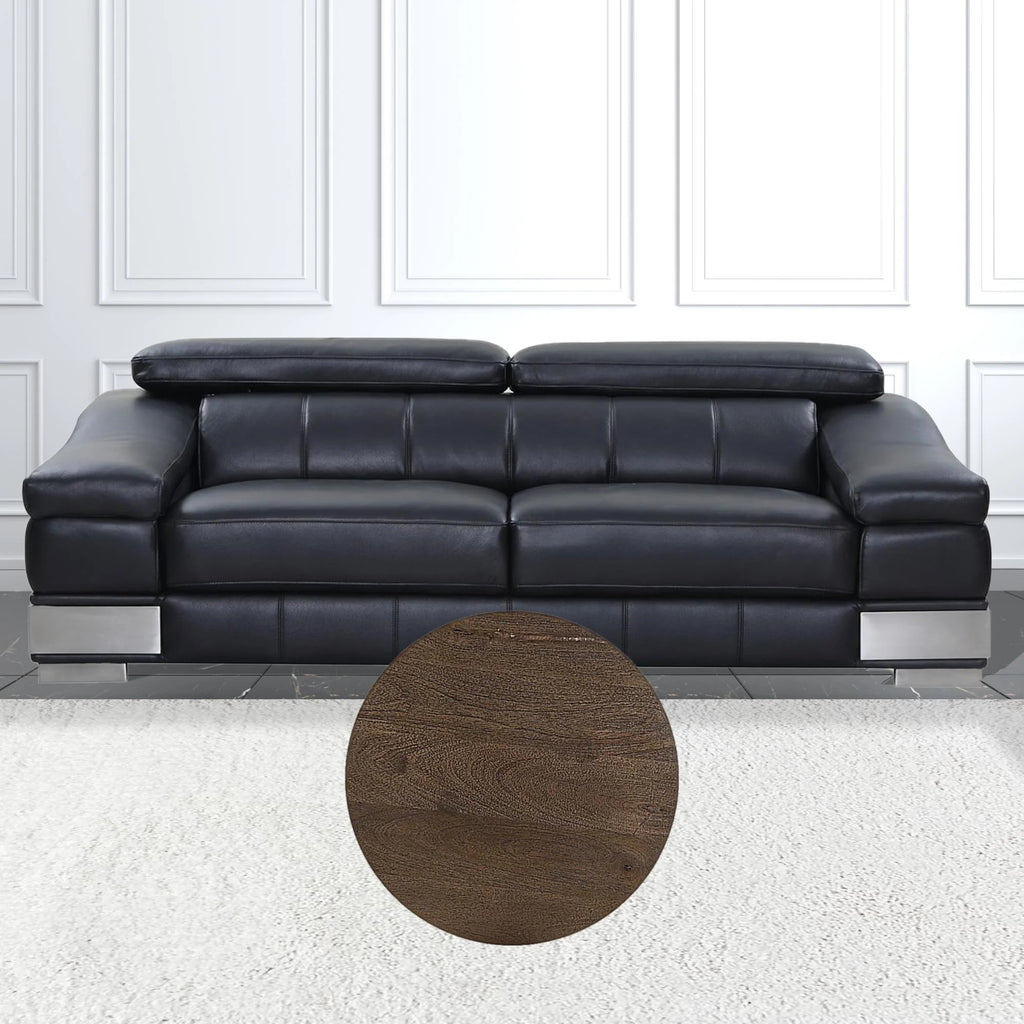 Dark Brown Solid Wood Round End Table Y544913