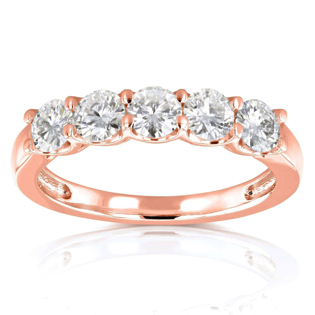4/5 Carat Round Brilliant Near Colorless Moissanite Bridal Wedding Band 14K Yellow Gold V81045