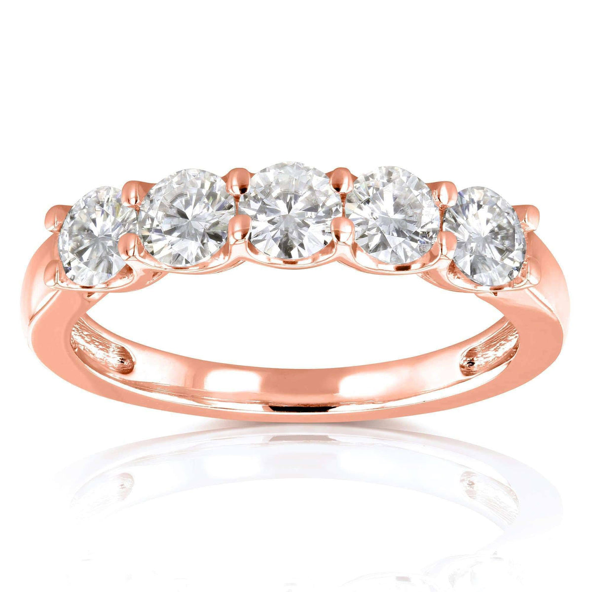 4/5 Carat Round Brilliant Near Colorless Moissanite Bridal Wedding Band 14K Yellow Gold V81045