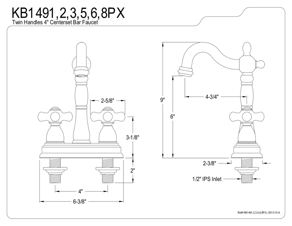 Two-Handle Bar Faucet Polished Chrome E251