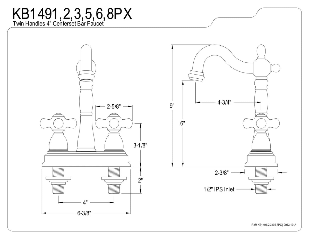 Two-Handle Bar Faucet Polished Chrome E251