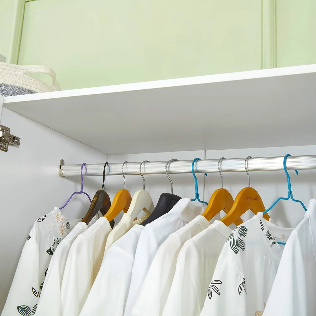 White 4-Door Wardrobe Armoire with Mirror, 2 Hanging Rods & 4 Drawers T534