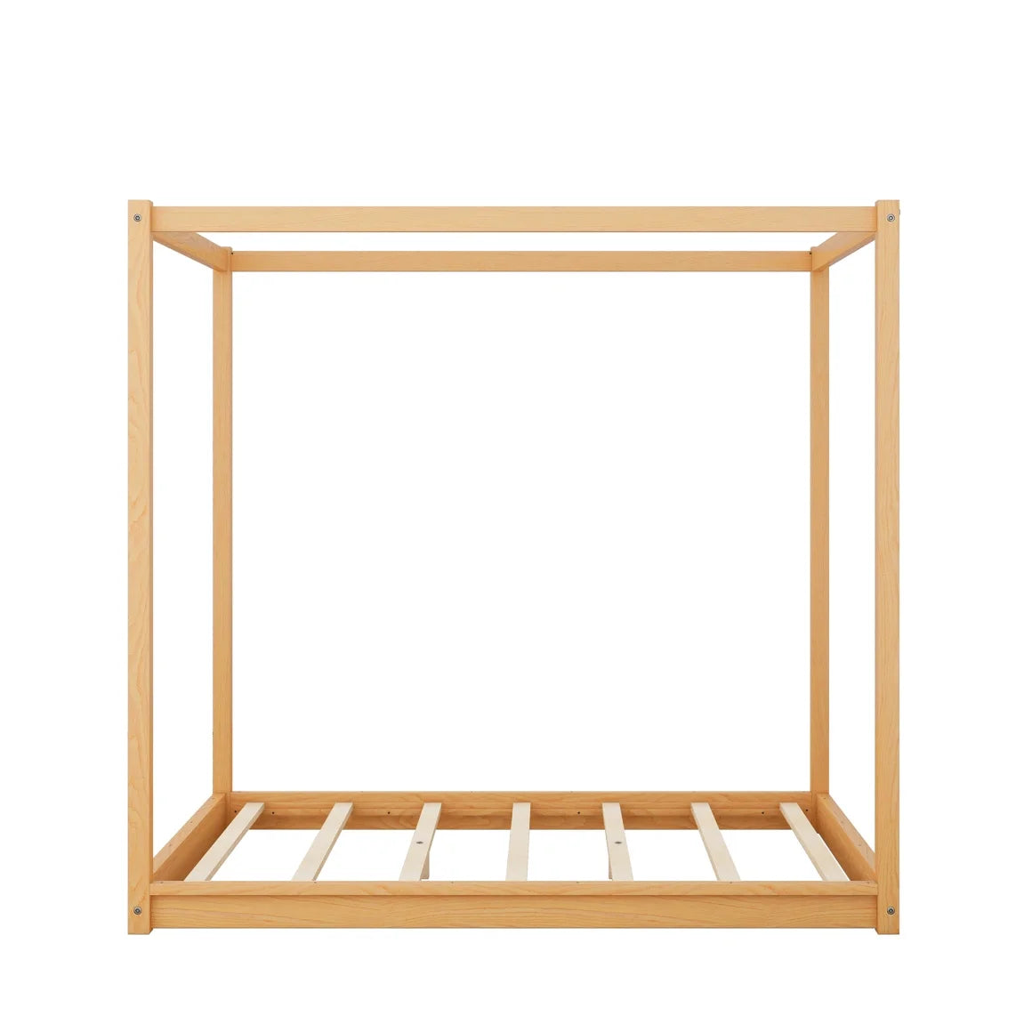 White Queen Size Wood Canopy Bed Frame with Headboard Y671