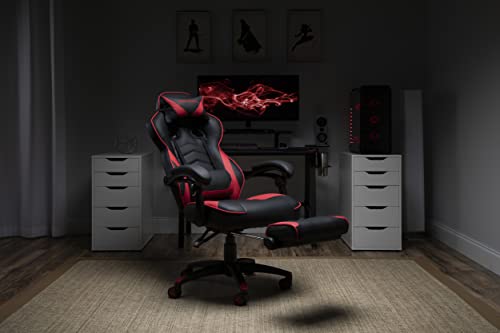 Grey Fabric Gaming Chair with Footrest B7348