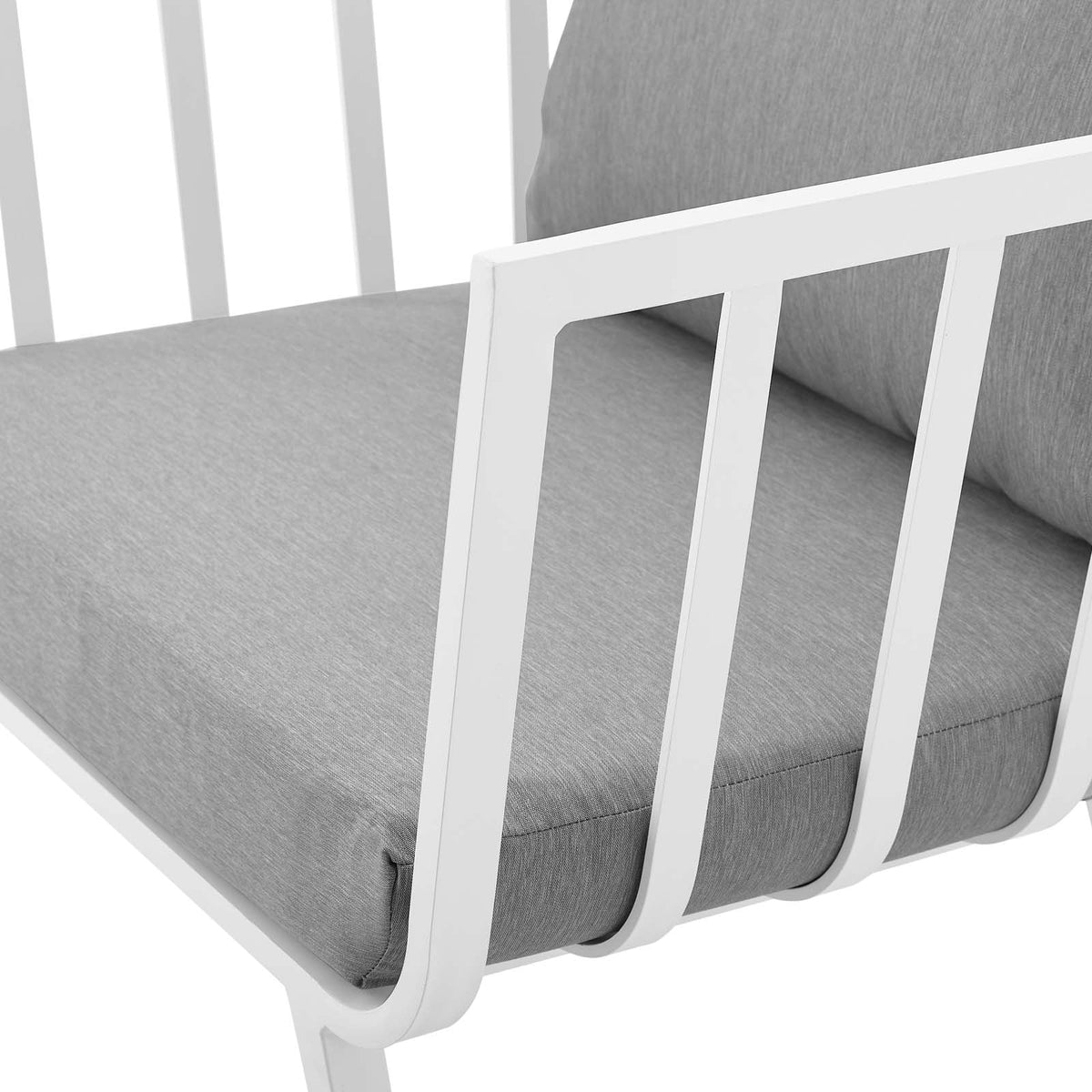 Aluminum Fabric White Grey Armchair Z2237