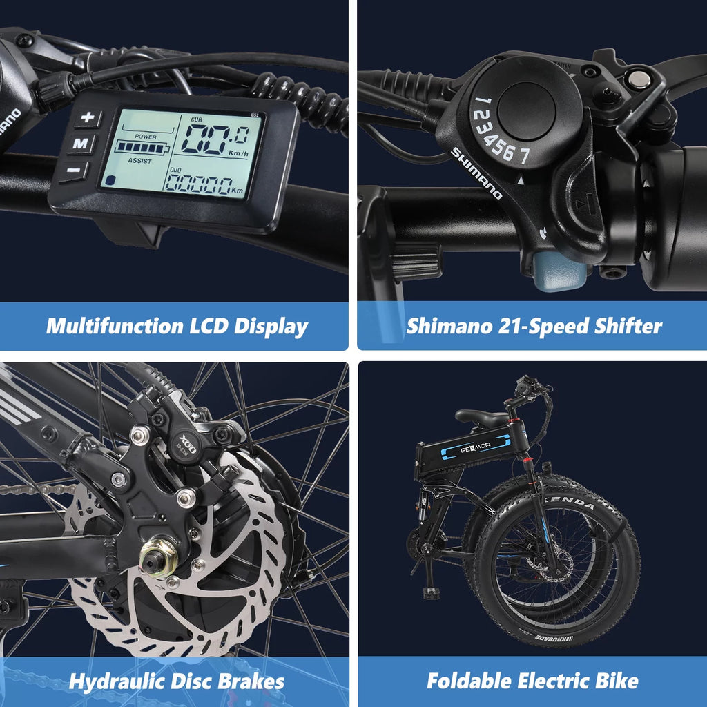750W 48V 12AH Removable Battery 26" Fat Tire Folding Electric Bike Y2189