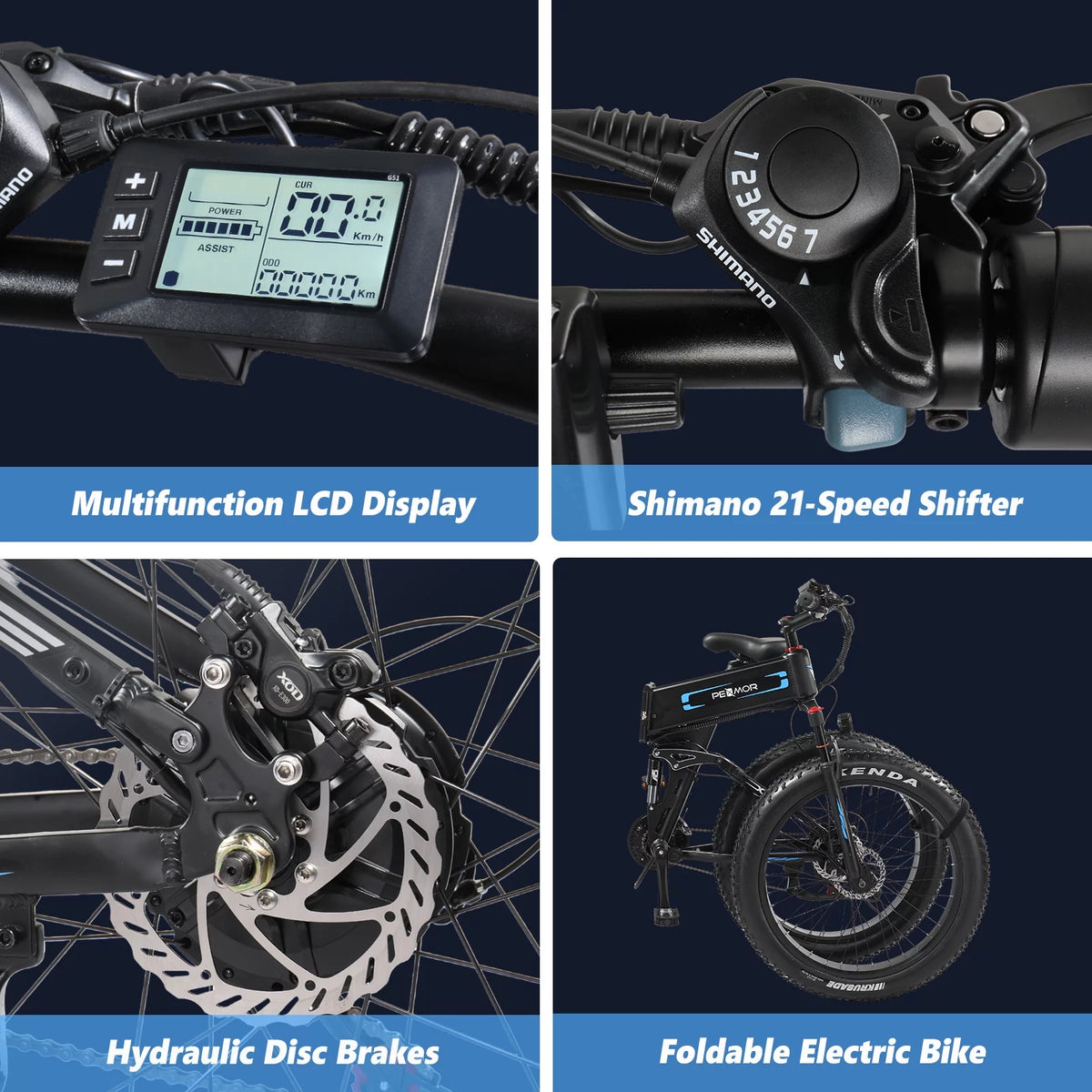 750W 48V 12AH Removable Battery 26" Fat Tire Folding Electric Bike Y2189