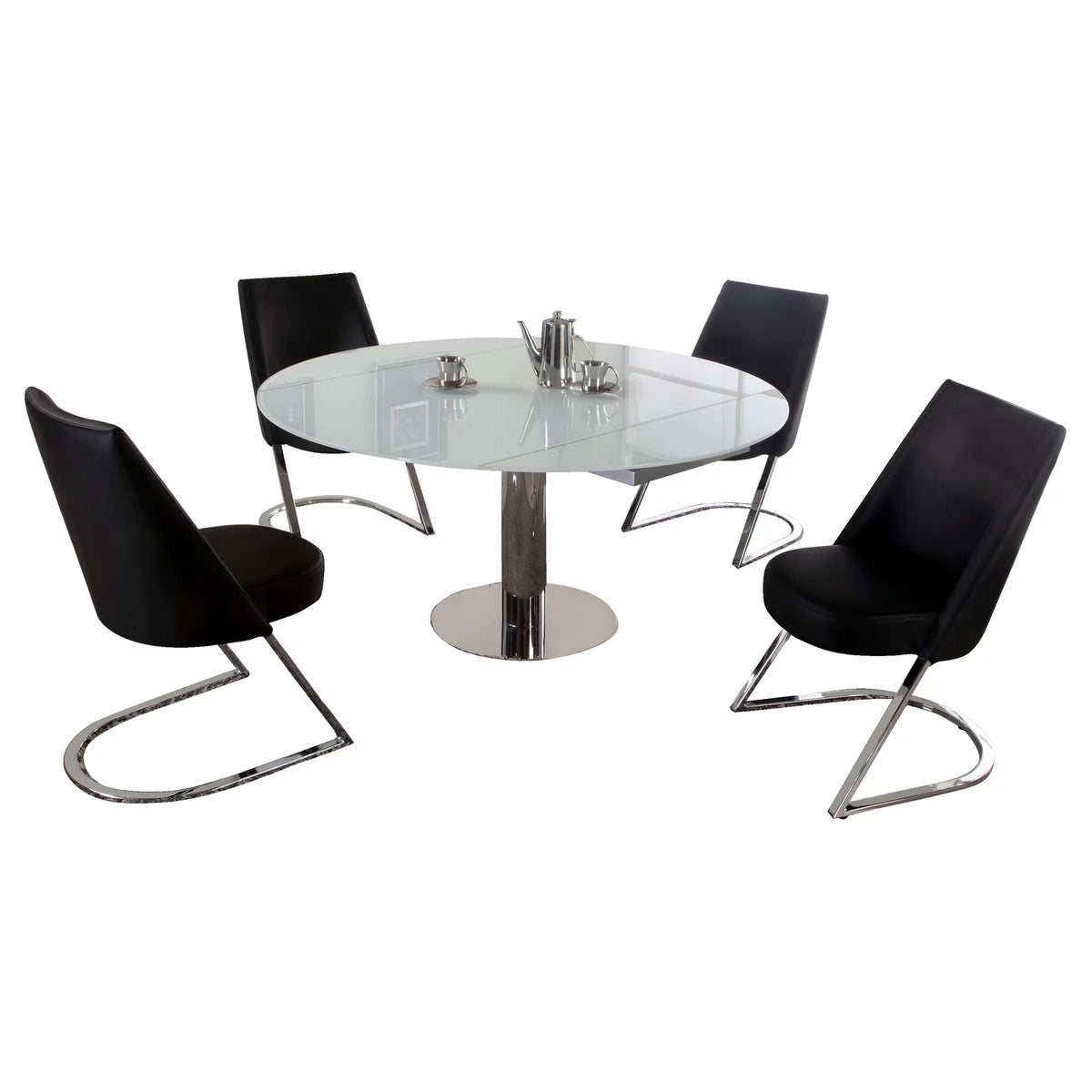 Contemporary White Glass Dining Table M42790