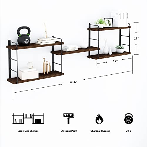 Wall Mounted Floating Shelves, 5 Brown Wood Shelves I379924