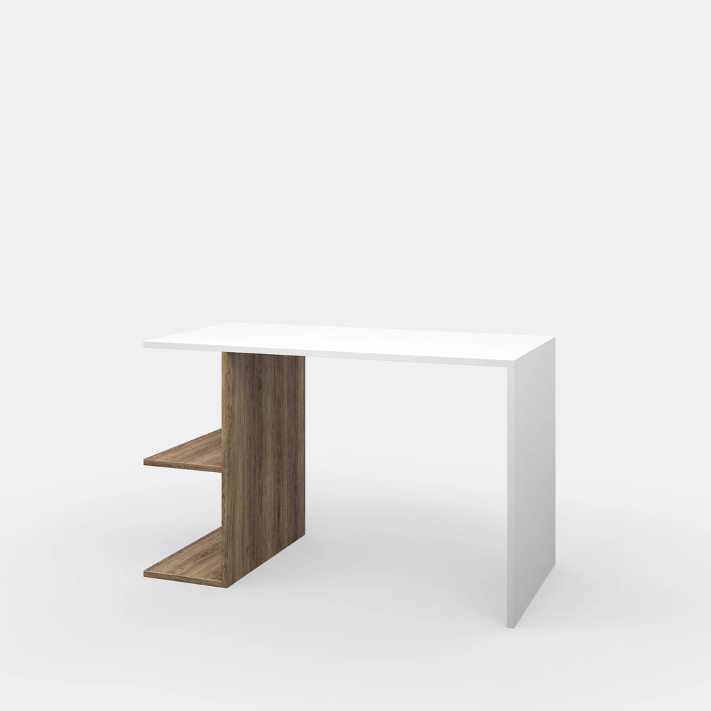2 Tier White Walnut Modern Desk T892837
