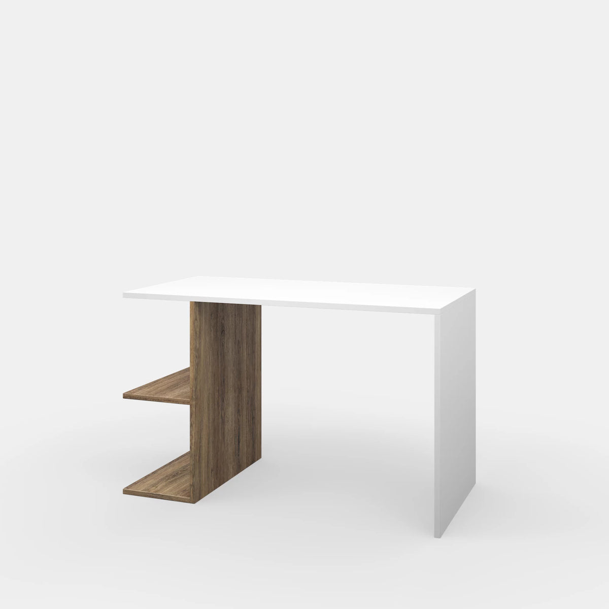 2 Tier White Walnut Modern Desk T892837