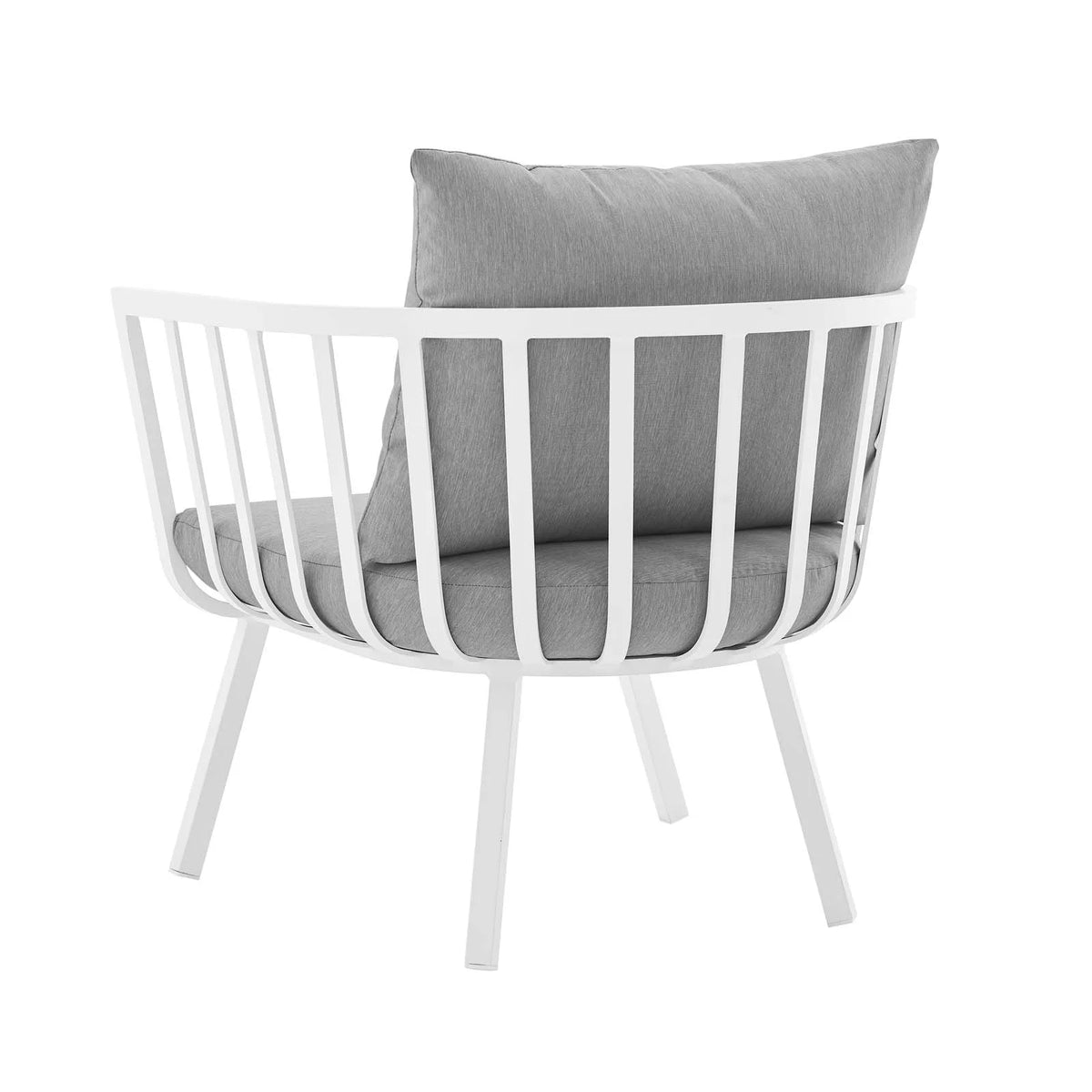 Aluminum Fabric White Grey Armchair Z2237