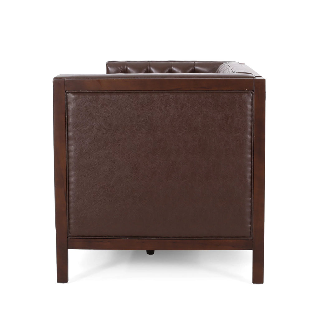 Dark Brown Faux Leather Sofa G4962