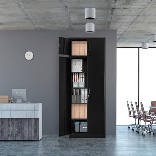 Black Lockable Steel Storage Cabinet with 2 Drawers F273
