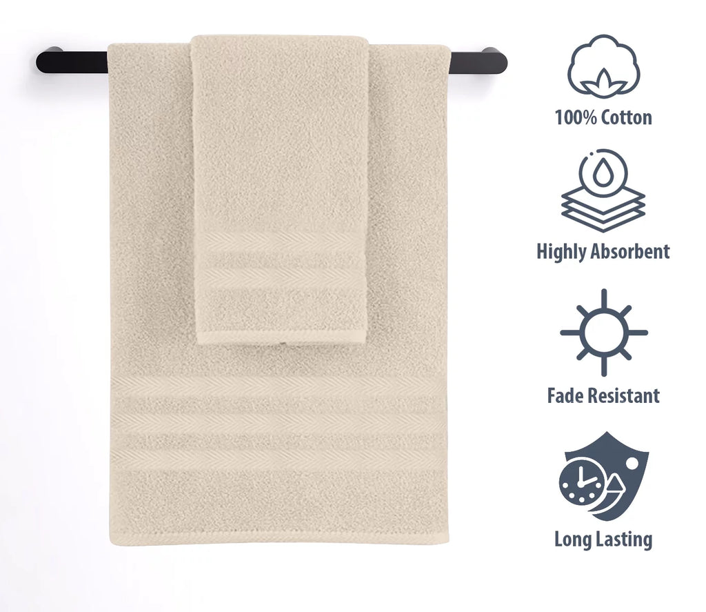 100% Cotton 6-Piece Beige Bath Towel Set P11876