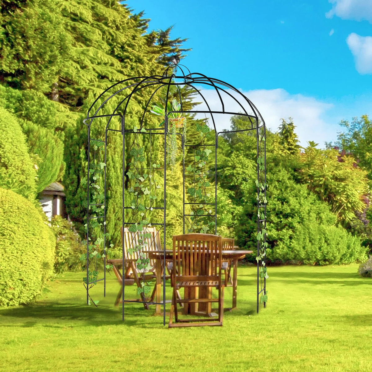 Black Outdoor Trellis Planter with Stakes O6781