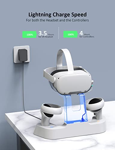 Charging Dock with LED Light and Controller Mount, 2 Rechargeable Batteries, White F555607