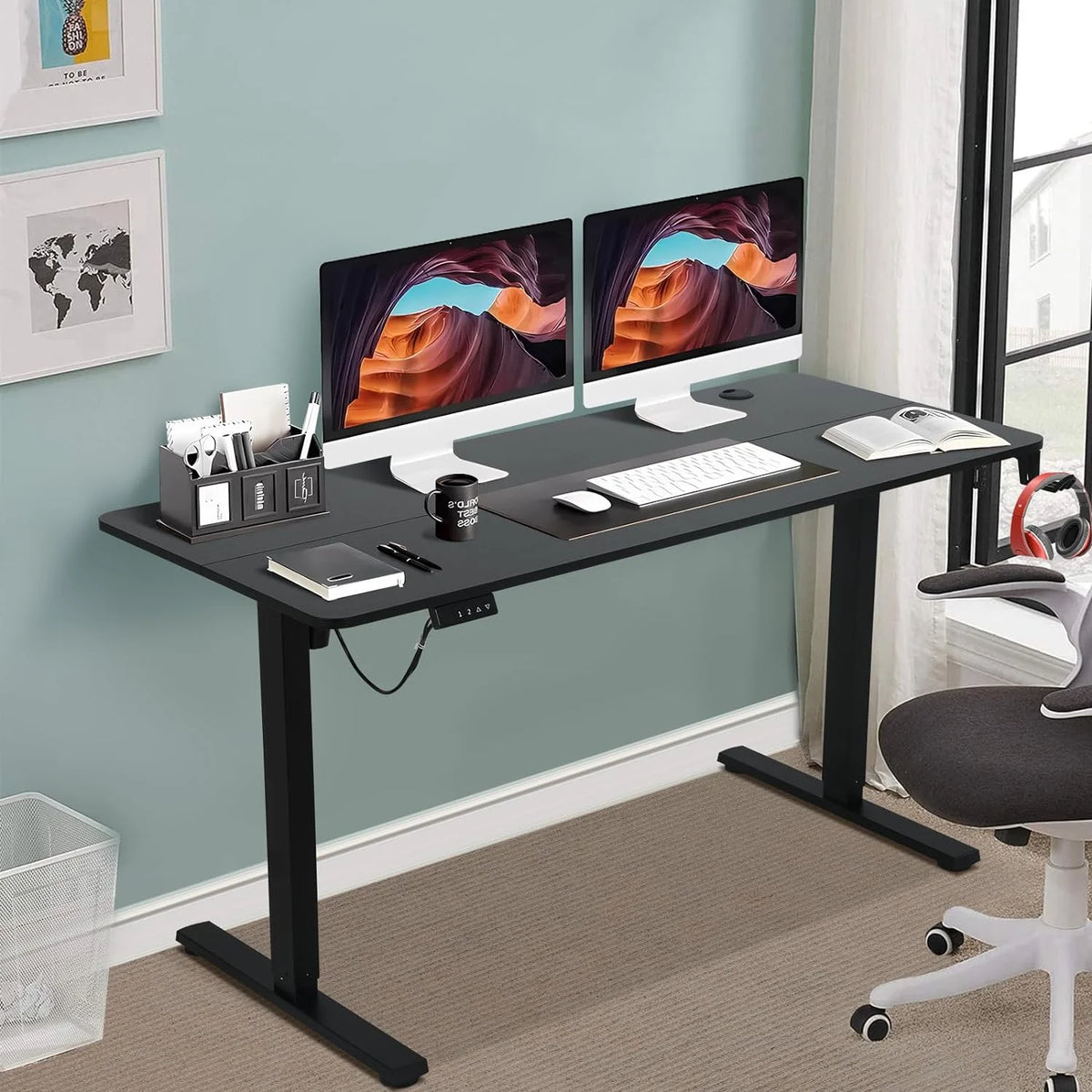 48"×24" Black Electric Height Adjustable Standing Desk M3801