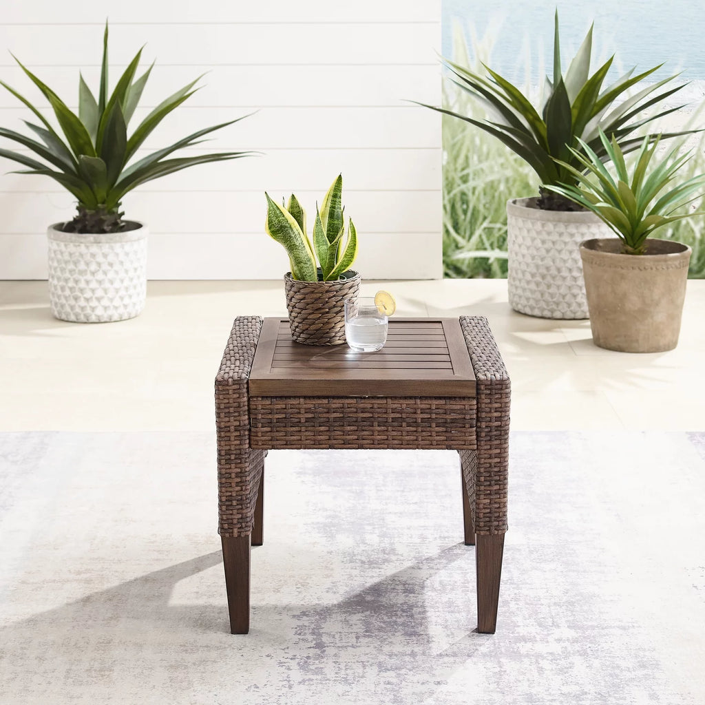 Brown Wicker Side Table A291