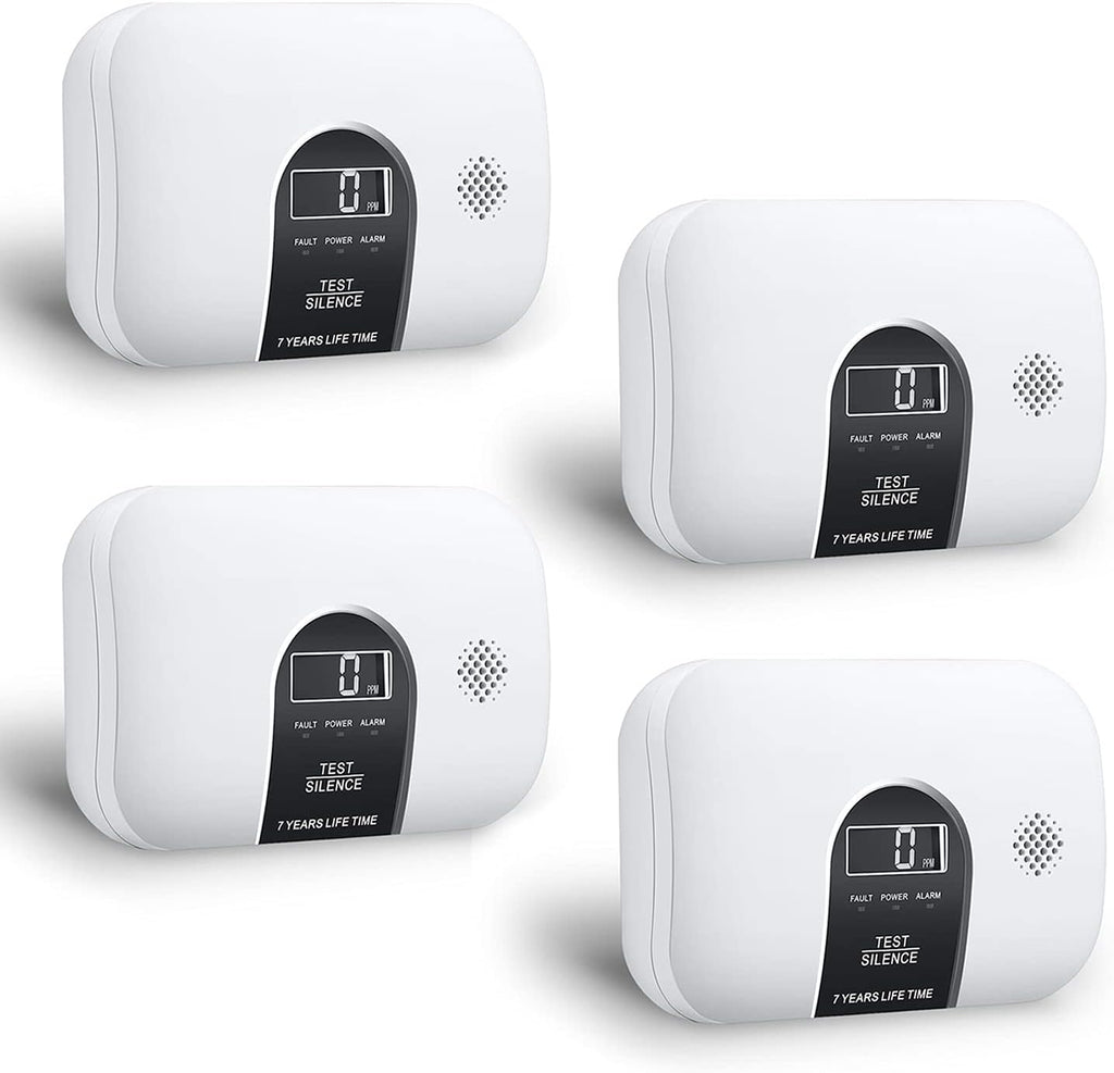 Carbon Monoxide Alarm Detector with LCD Digital Display, 4 Packs P36235
