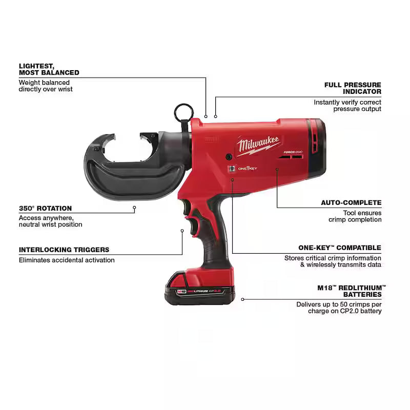 18V Cordless Lithium-Ion Crimper with Batteries, Charger, Hard Case W87401