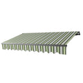 Black Frame Patio Awning 10 x 8 Feet Multi-Striped Green N414