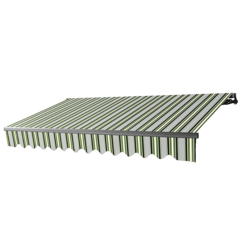 Black Frame Patio Awning 10 x 8 Feet Multi-Striped Green N414