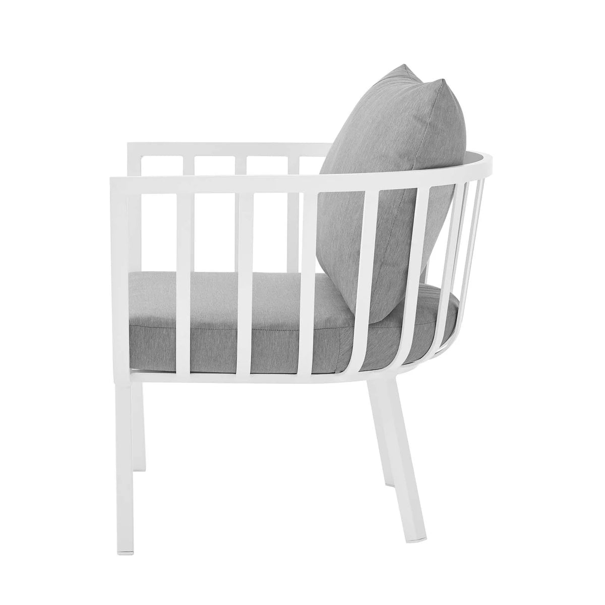 Aluminum Fabric White Grey Armchair Z2237