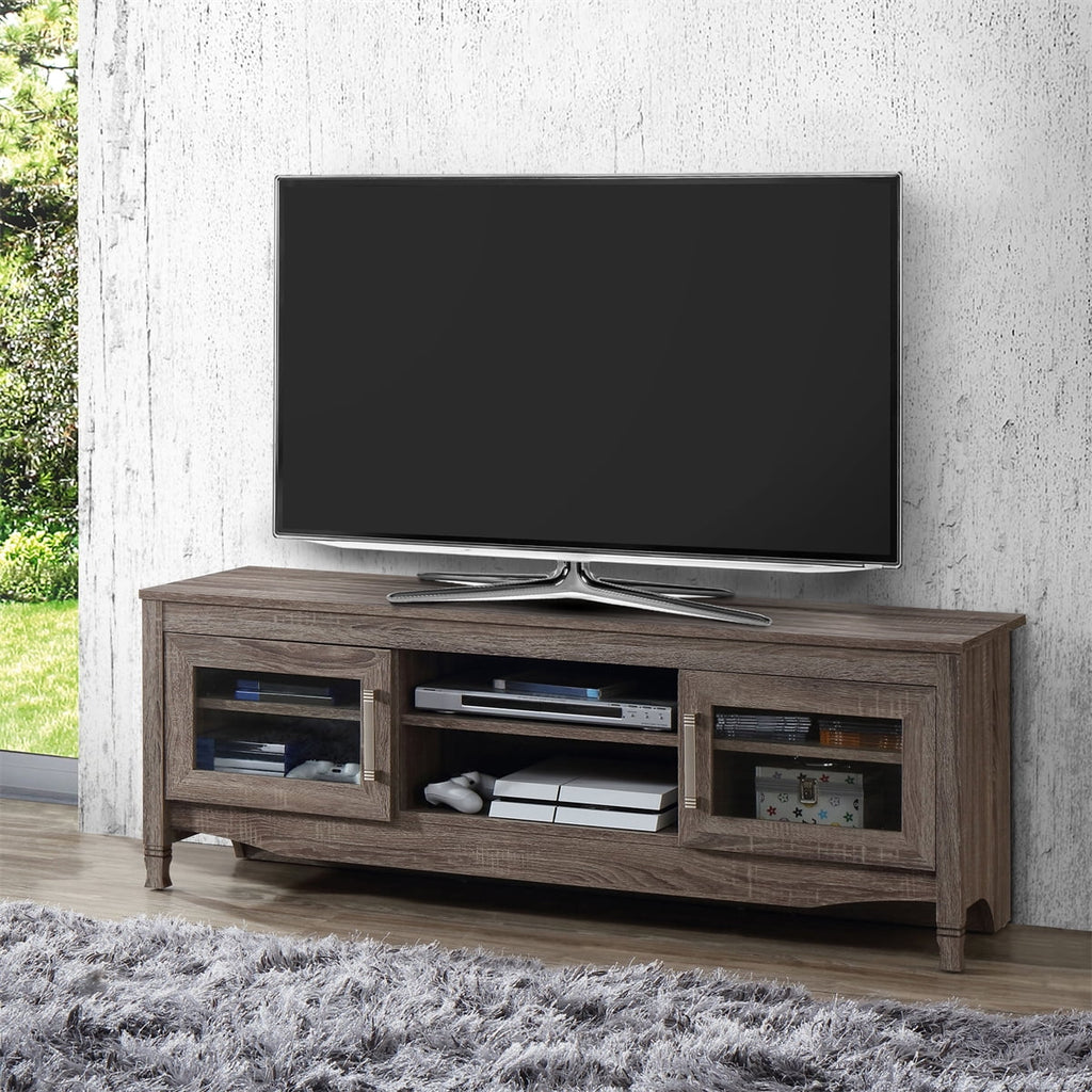 Grey Driftwood TV Stand up to 60 Inches with 2 Doors L249753