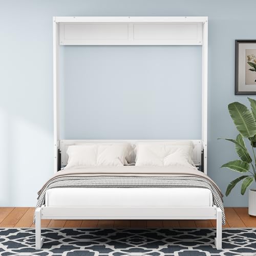 Queen Size Murphy Bed with Desk Combo White U534762