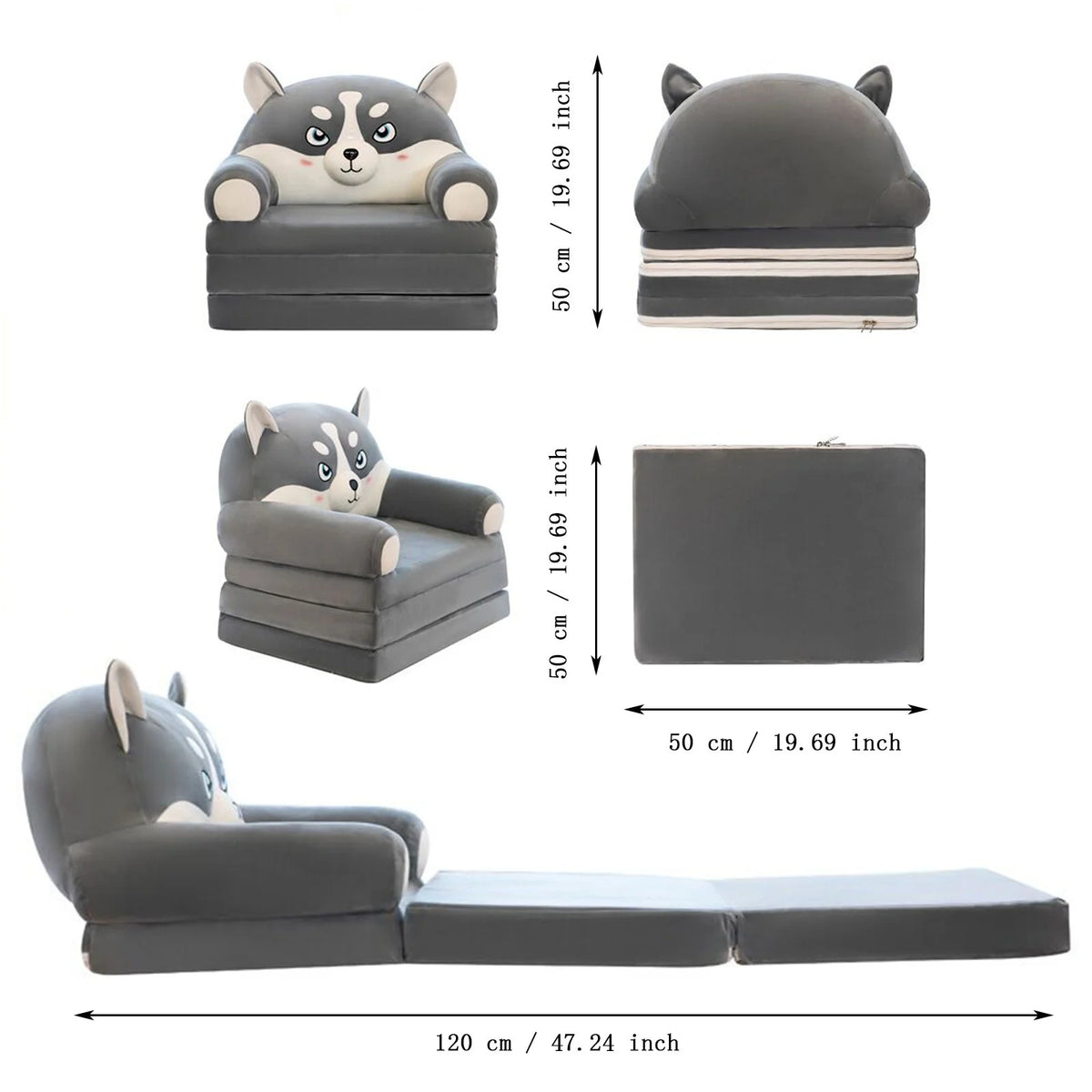 Plush Foldable Kids Sofa Armchair 2 In 1 Sofa Bed G4944