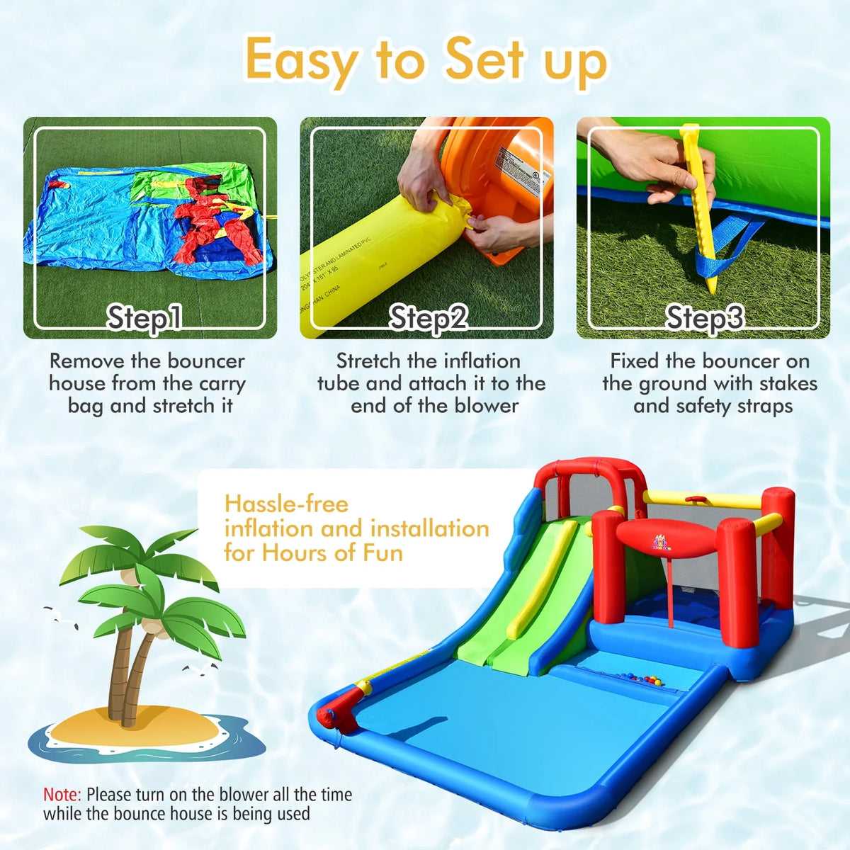 Inflatable Water Slide Kids Bounce Castle with Blower B101