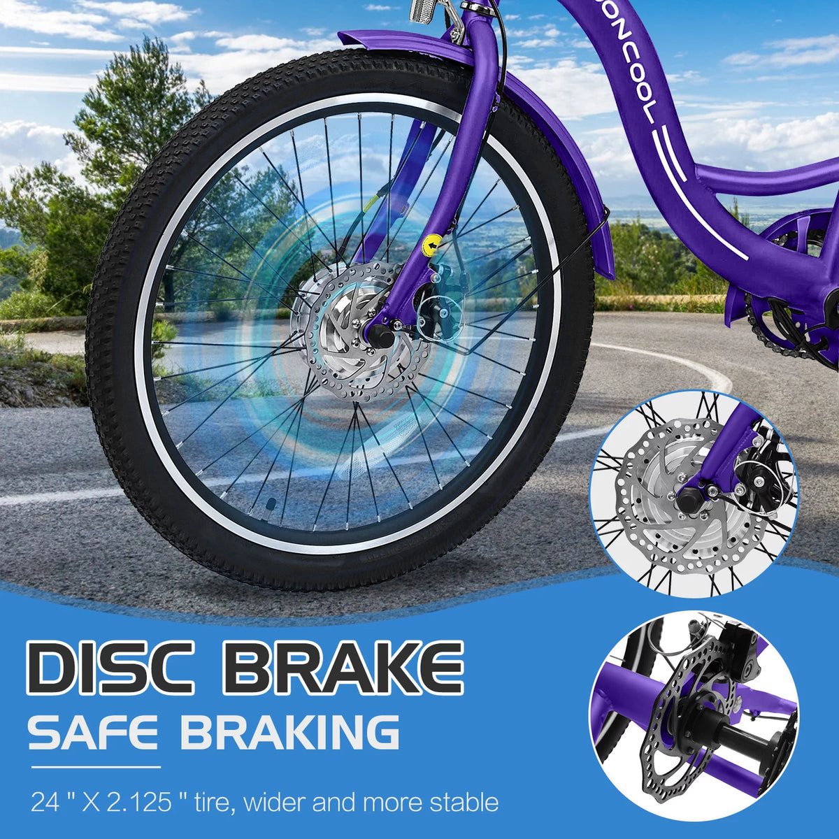 24'' 3 Wheel Electric Tricycle 500W 7-Speed F7131