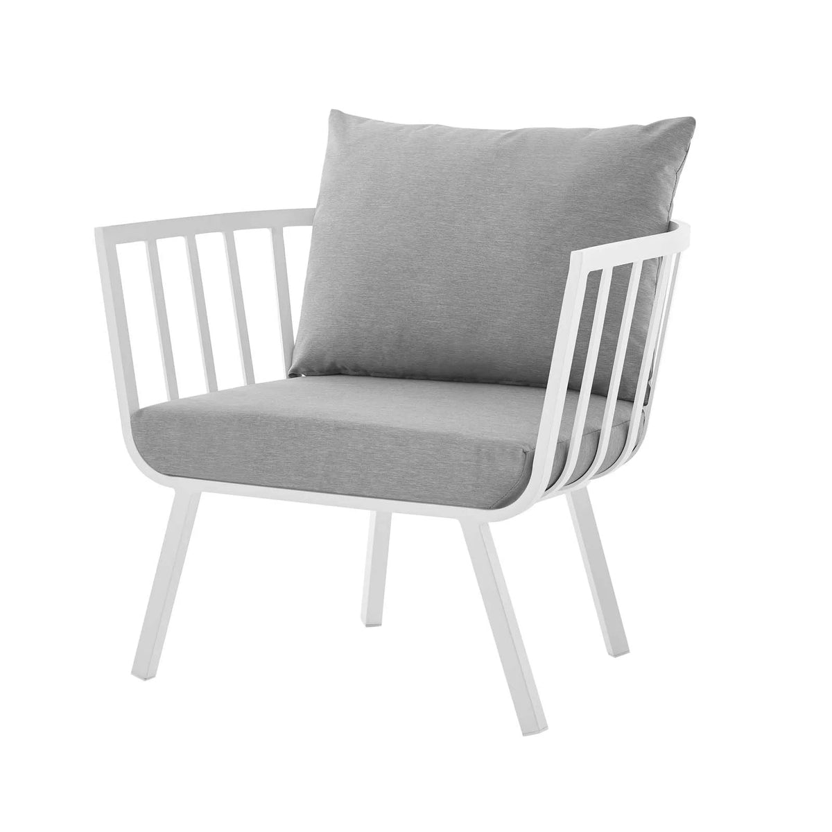 Aluminum Fabric White Grey Armchair Z2237