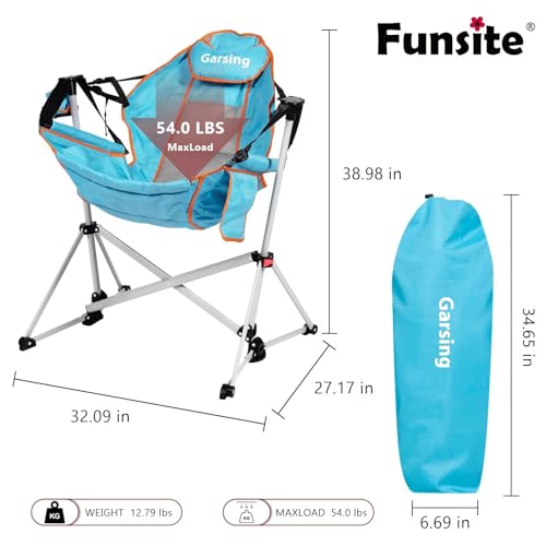 Folding Aluminum Adjustable Hammock Camping Chair with Pillow Cup Holder Carry Bag O242419