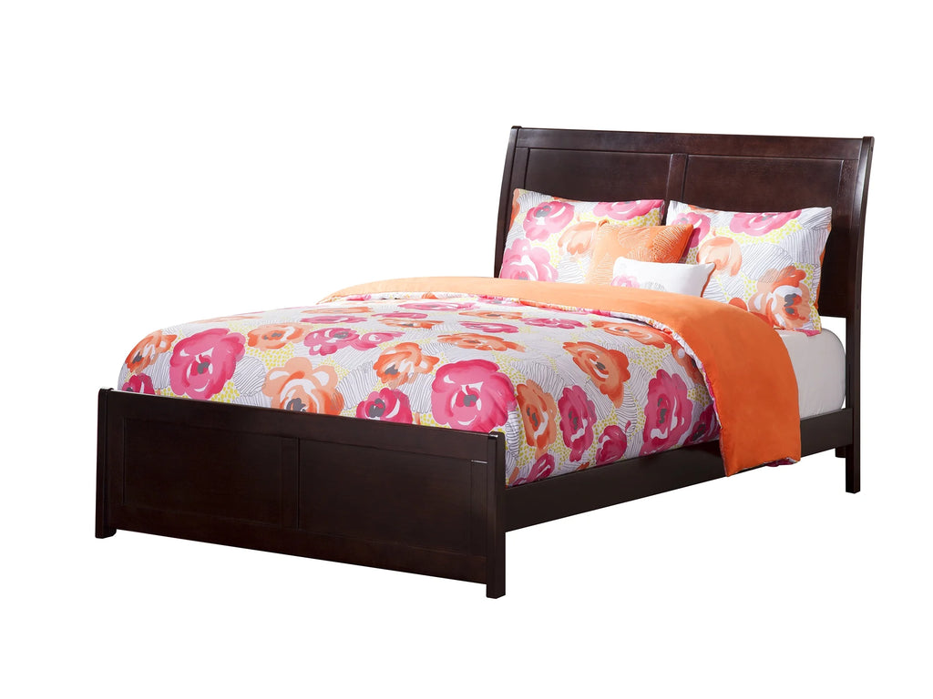 Full Wood Platform Bed with Sleigh Headboard and Footboard Espresso W75530