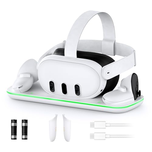 Charging Dock with LED Light and Controller Mount, 2 Rechargeable Batteries, White F555607