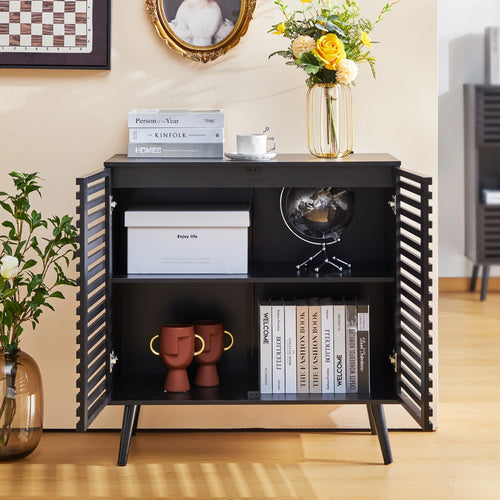 2 Tier Storage Cabinet with 2 Hollowed-Out Doors V615363