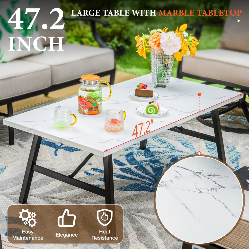 5-Seat Beige Metal Patio Conversation Sofa Set G937351