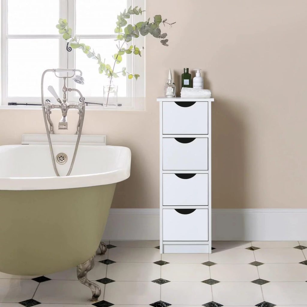 White 4 Drawer Wooden Floor Cabinet D29150